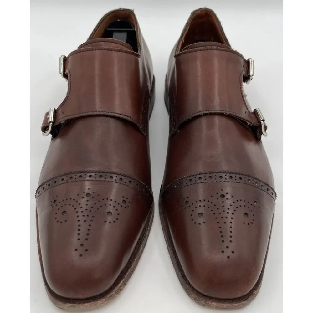Allen Edmonds St. Johns Brown Leather Double Monk Strap Cap Toe Shoes Size 11D